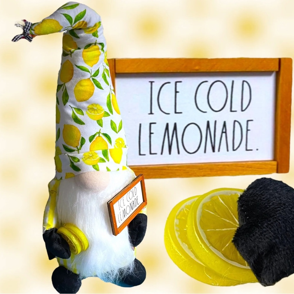 Rae Dunn New 2022! Weighted Plush Lemonade Gnome With Hat ICE COLD LEMONADE HTF